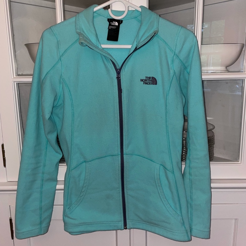 Turquoise North Face Zip Up Fleece